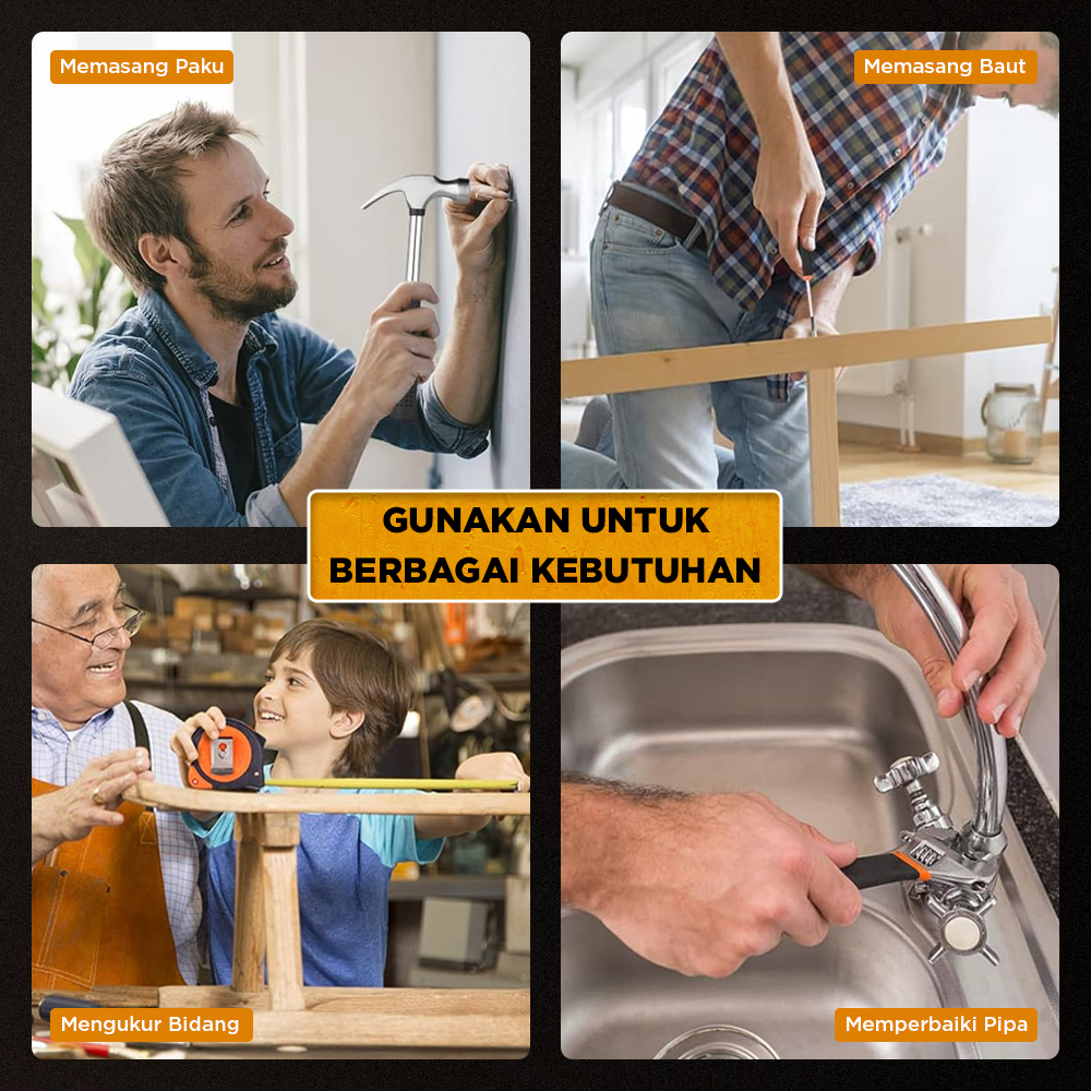 OLOEY Alat Set Perkakas Tang Palu Obeng with Box Storage 19in1 - BG50TC