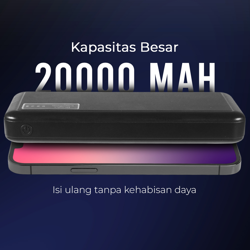 PINZHENG Power Bank 20000mAh 3in1 Cable Fast Charging Dual USB Port - A87