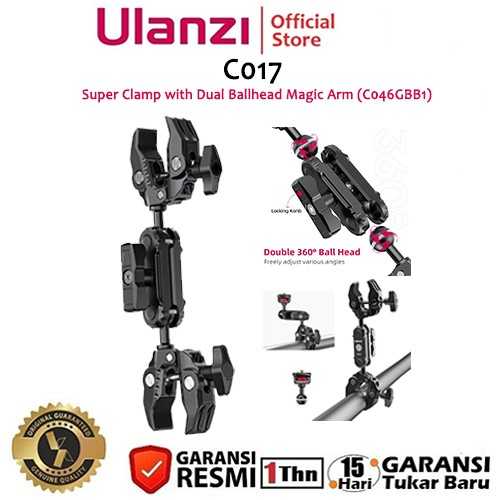 Jual Ulanzi C017 Super Clamp with Dual Ballhead Magic Arm