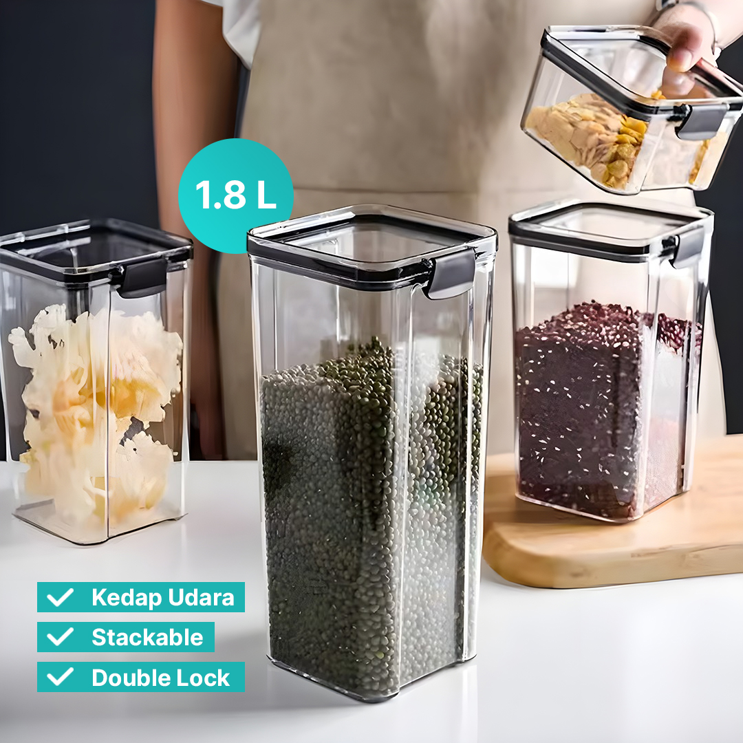 MeHaa Toples Plastik Penyimpanan Makanan Kedap Udara Storage Jar - YF0086