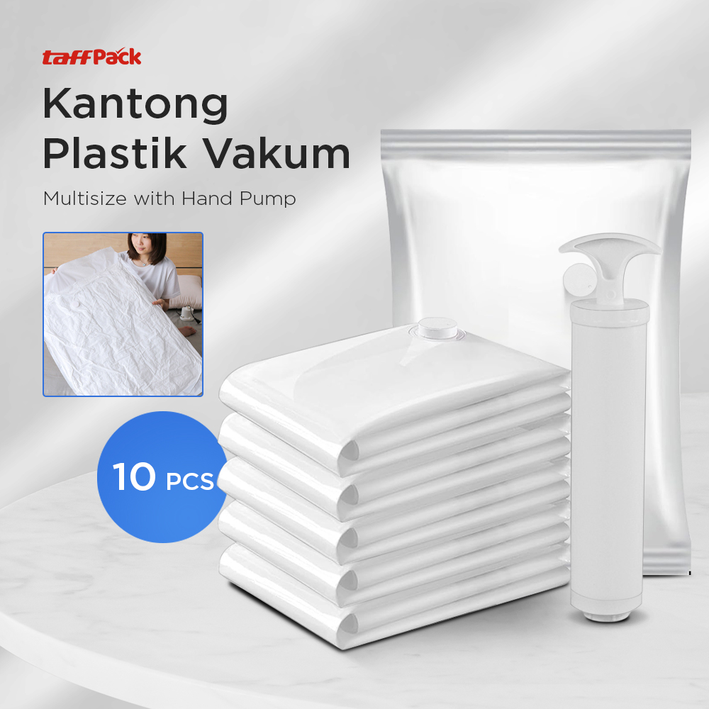 TaffPACK Kantong Plastik Vakum Pakaian Multisize 10 PCS Hand Pump - WH021