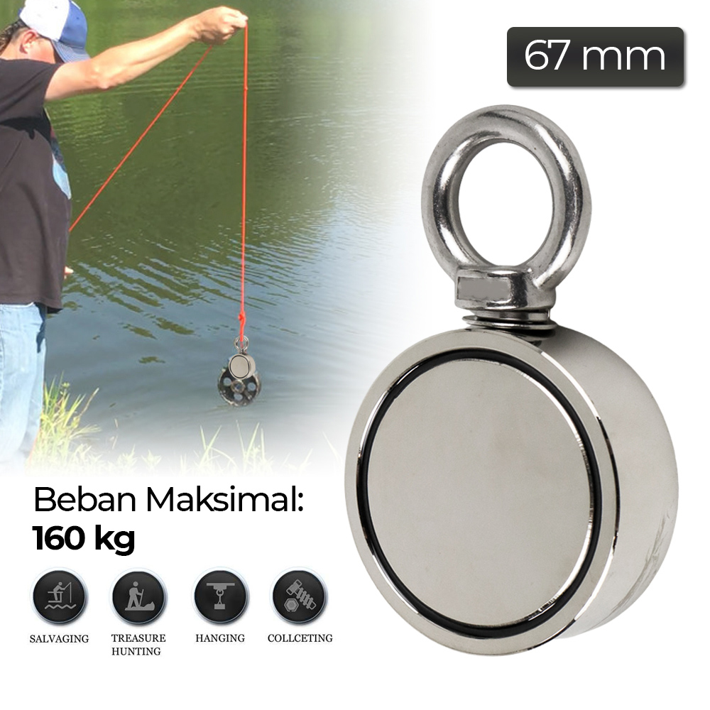 HYSAMTA Magnet Gantungan Round Hook Strong Neodymium 67mm - LNM67