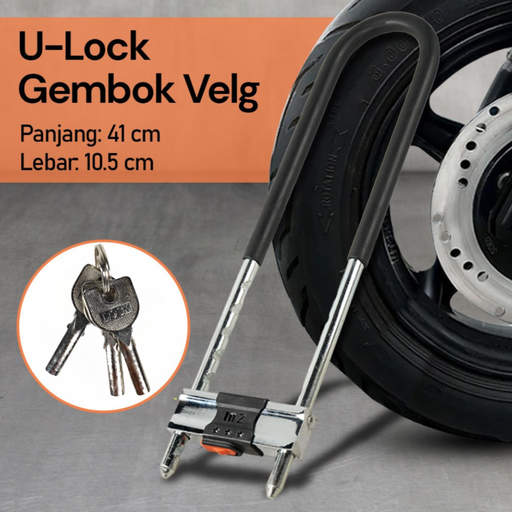 LIANG SHAN HAO HAN Gembok U-Lock Velg Ban Motor Anti Maling 41cm - S659