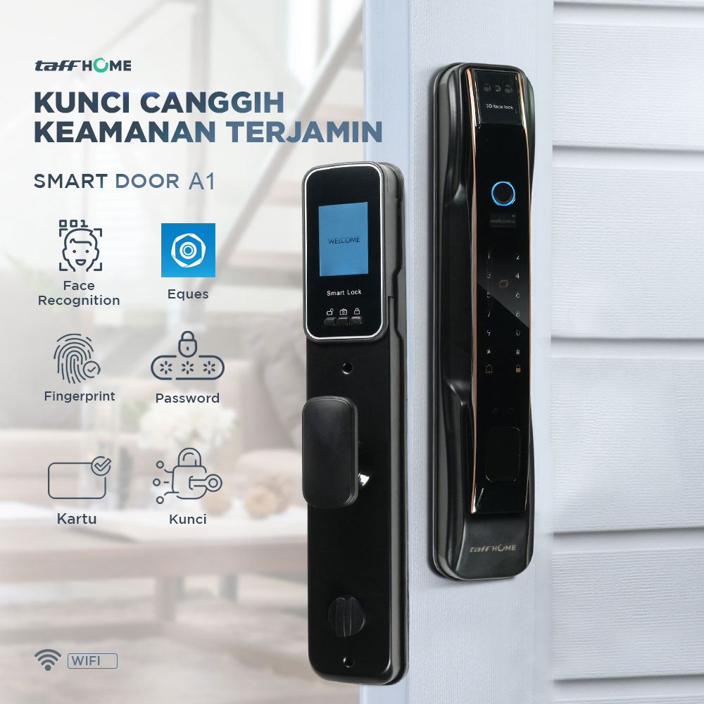 TaffHOME Smart Door Lock Fingerprint 3D Face Recognition Card Eques - A1