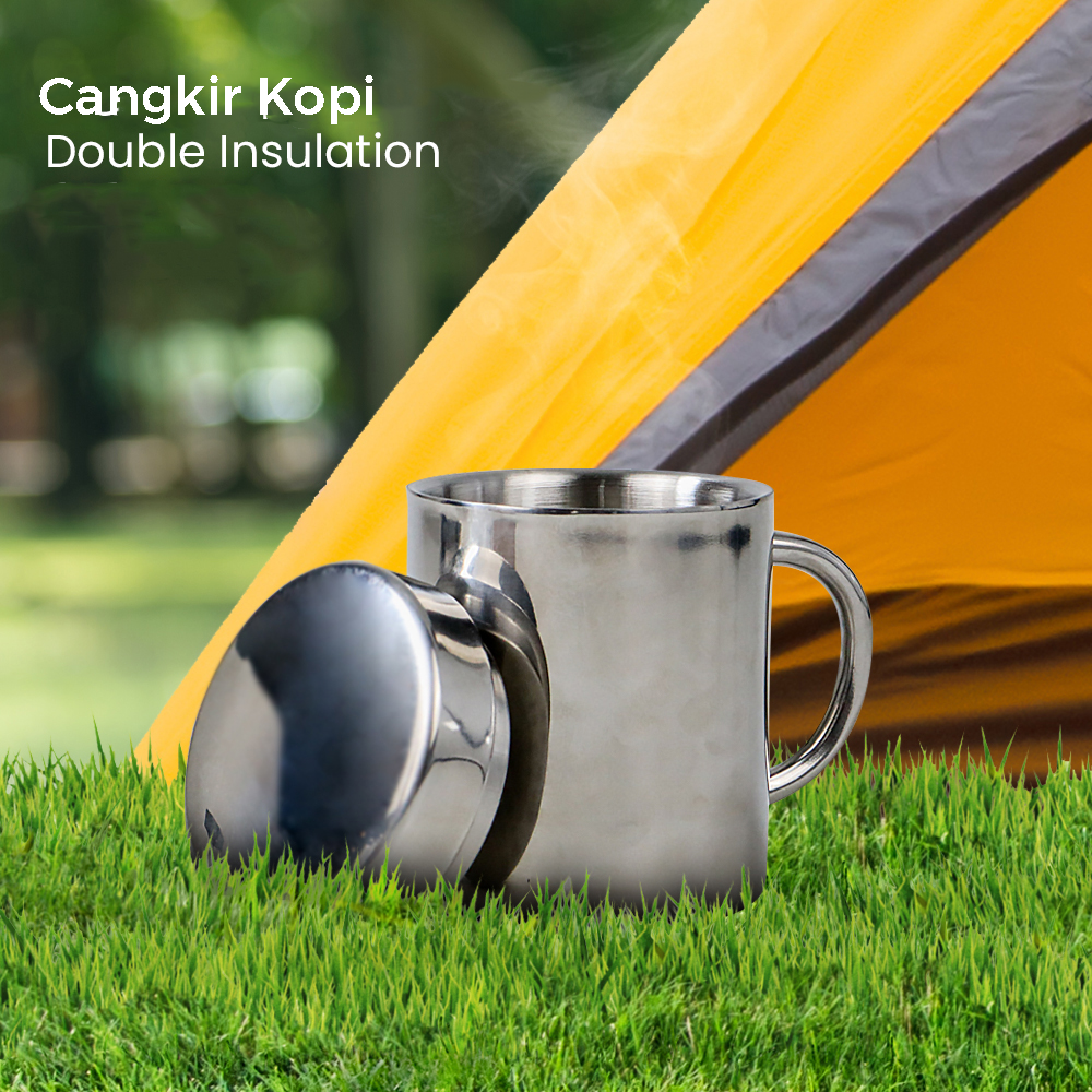 YOMDID Cangkir Kopi Stainless Steel Tahan Panas Double Wall Mug - H-860
