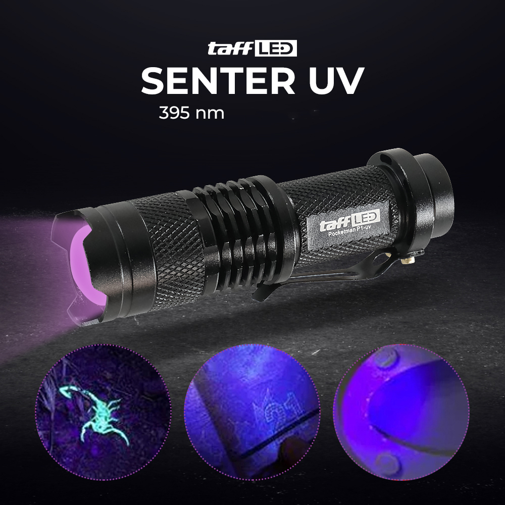 TaffLED Pocketman Senter LED UV Flashlight 395nm with Battery 600mAh - P1UV