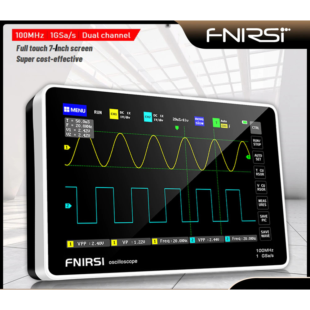 FNIRSI Digital Oscilloscope Handheld 100MHz 1Gsa/s New Version - 1013D