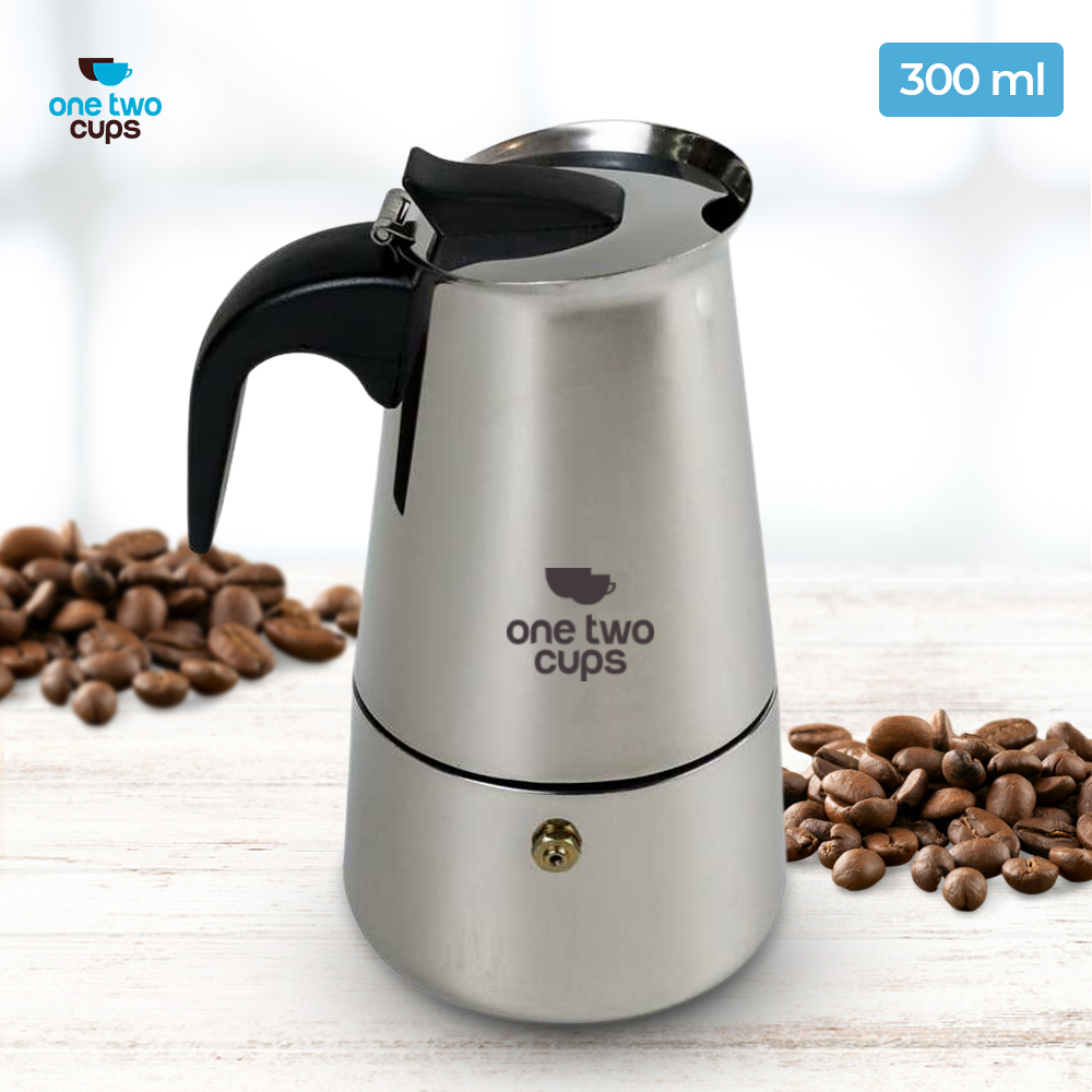 One Two Cups Moka Pot Espresso Coffee Maker Stovetop 6 Cup 300ml - Z20