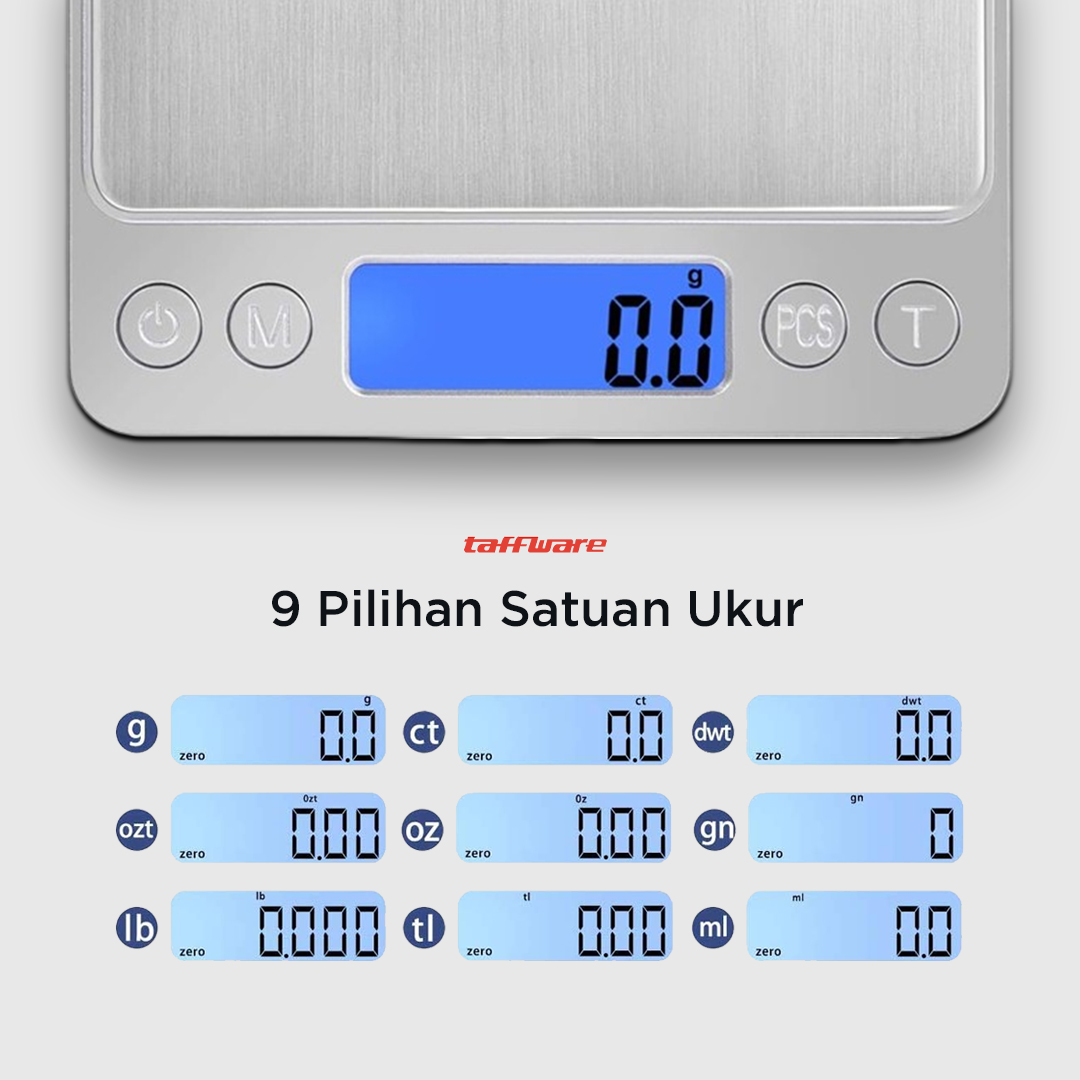 Taffware Digipounds Timbangan Dapur Mini Digital Scale 1kg 0.1g - i2000