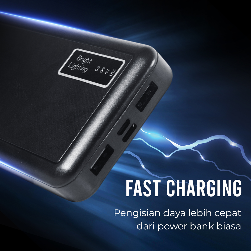 PINZHENG Power Bank 20000mAh 3in1 Cable Fast Charging Dual USB Port - A87