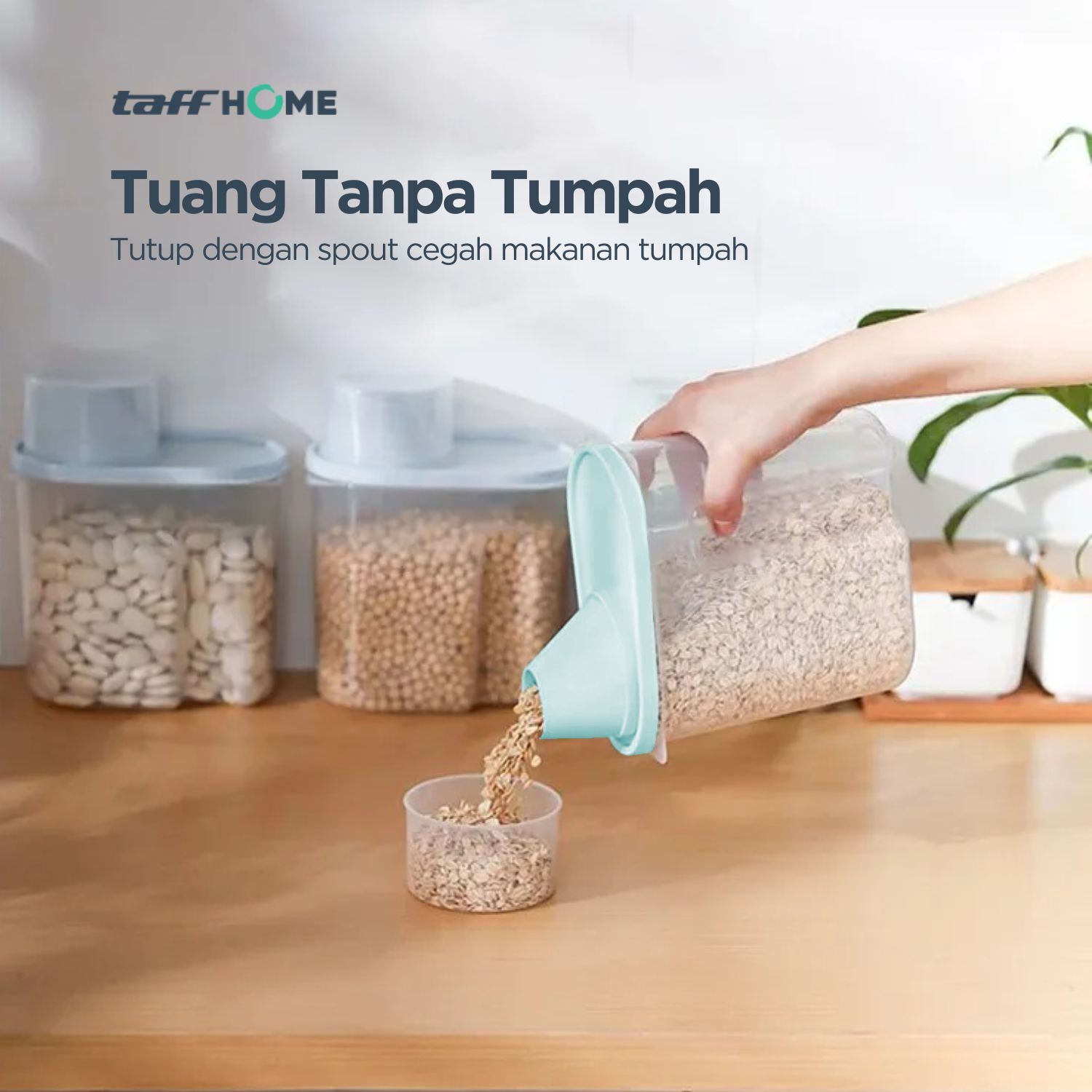 TaffHOME Toples Plastik Penyimpanan Makanan Storage Jar with Spout - H1211