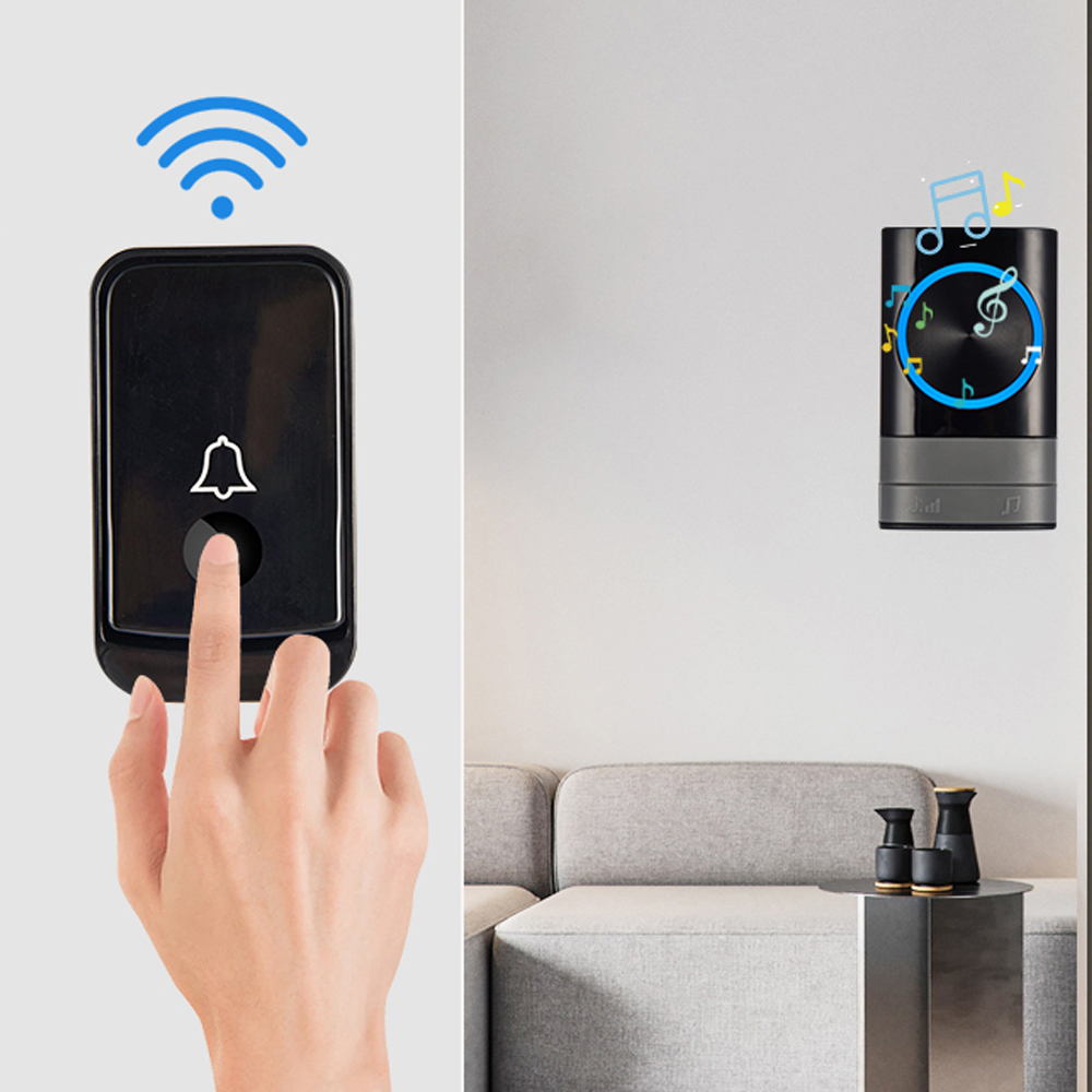 TaffHOME Bel Pintu Wireless Door Bell Waterproof EU Plug 45 Melodies - Q189