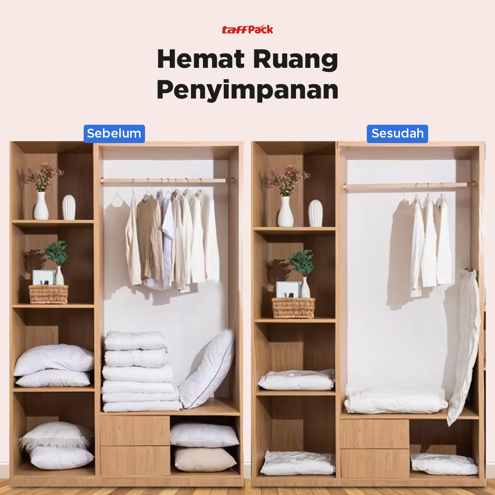TaffPACK Kantong Plastik Vakum Pakaian Multisize 10 PCS Hand Pump - WH021