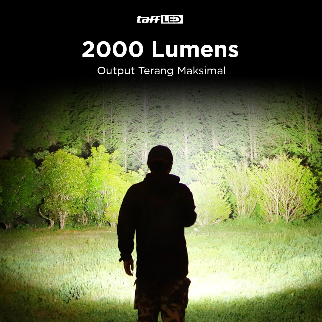 TaffLED Senter LED Flashlight Cree Q5 2000 Lumens Aluminium Steel - LFU01