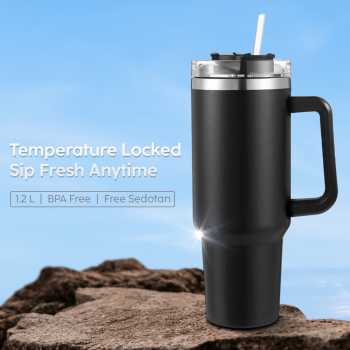TLXT Botol Minum Tumbler Air Panas Dingin Straw Flask BPA Free 1.2L - YS-9385