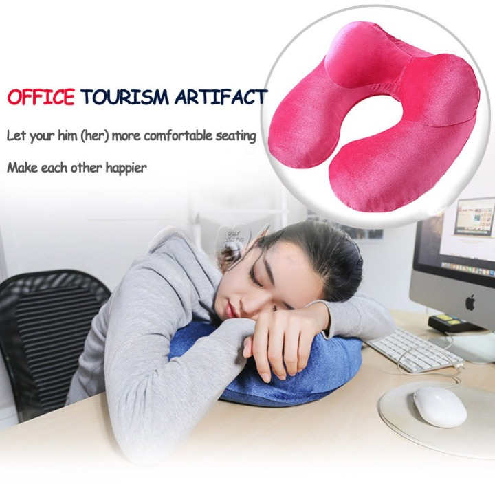 YMYQ Bantal Leher Travel Angin U-Shaped Inflatable Neck Pillow - 300TC