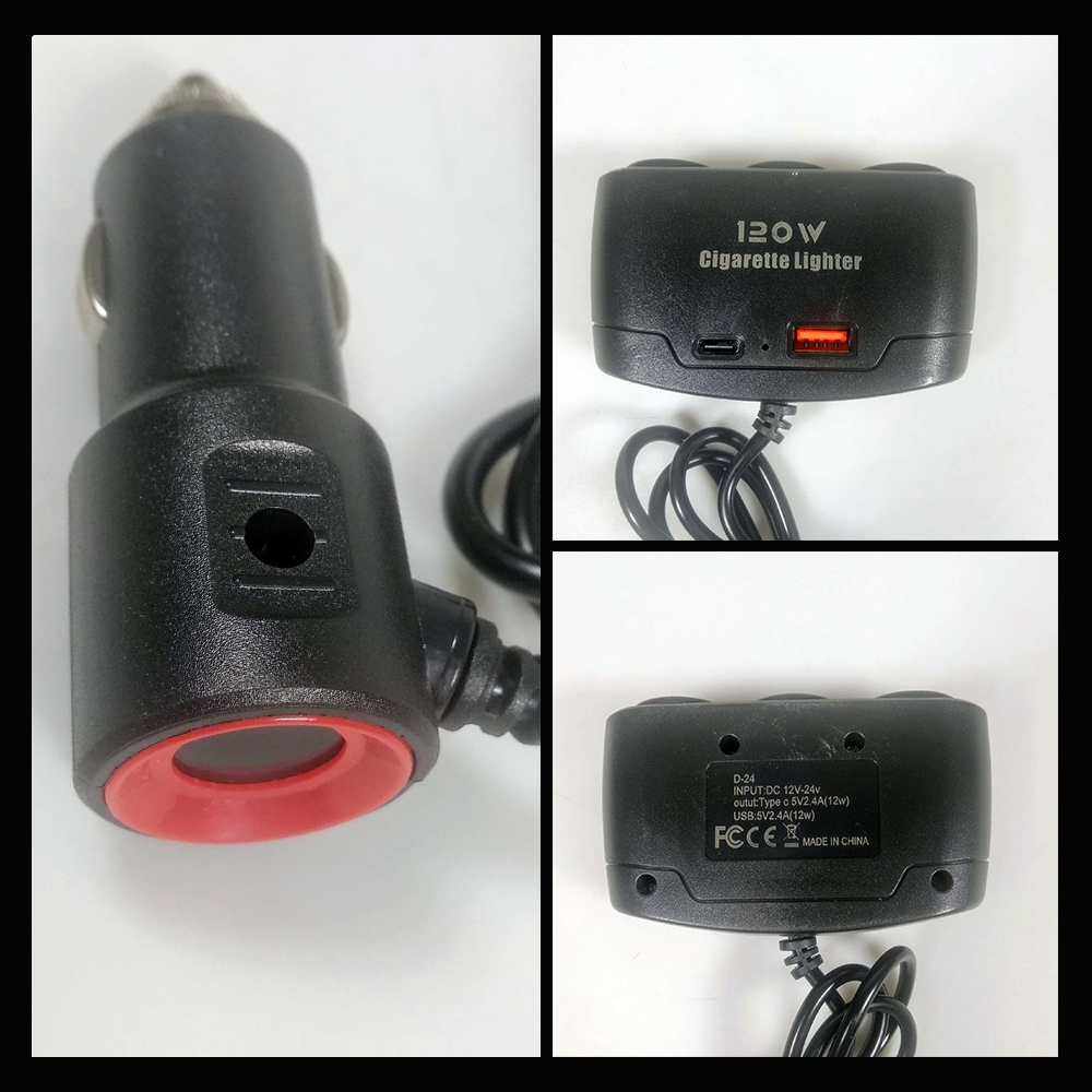Kebidumei Car Charger Mobil Fast Charging Cigarette Type C USB 120W - D-24