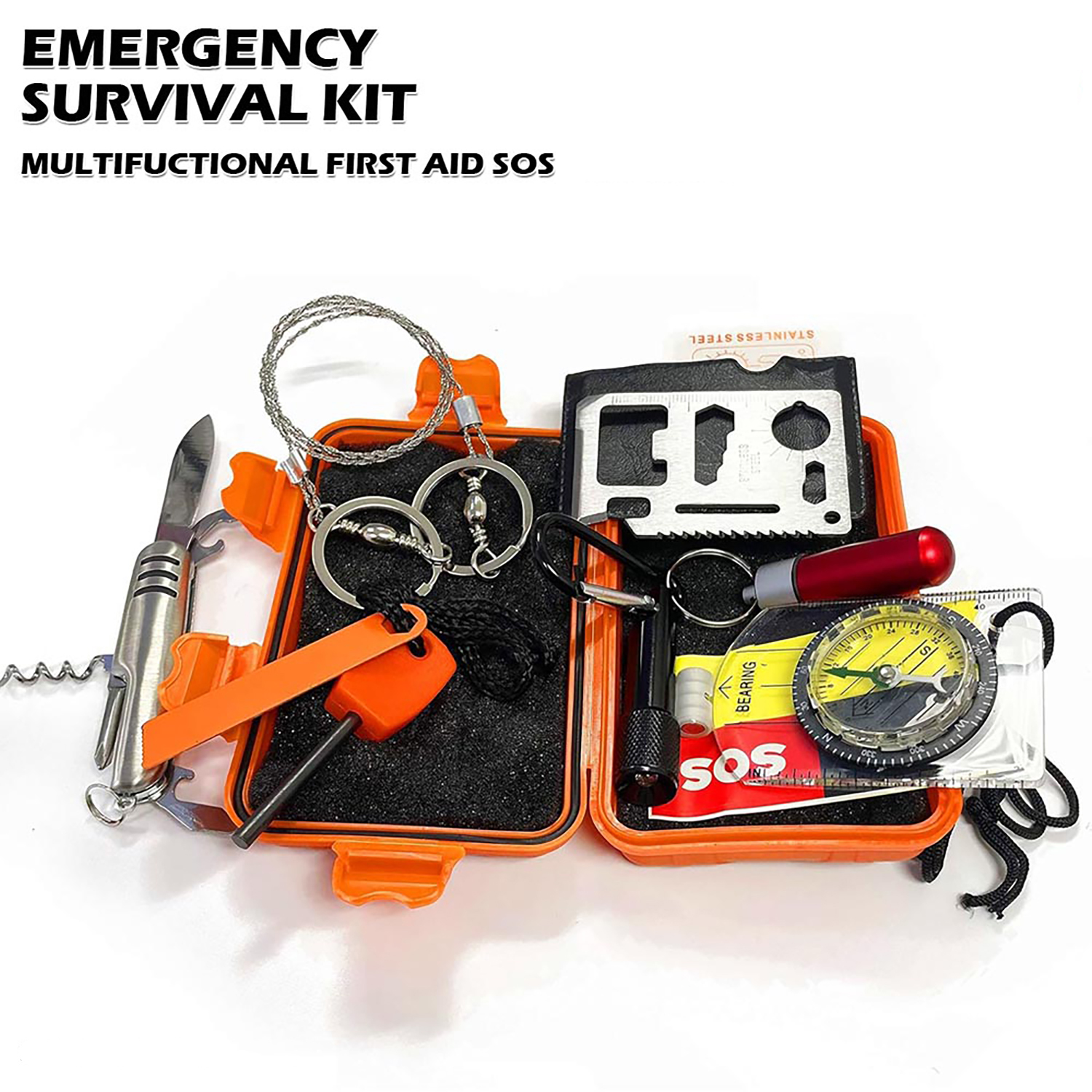 FervorFOX Emergency Survival Kit Multifunctional First Aid SOS - J020