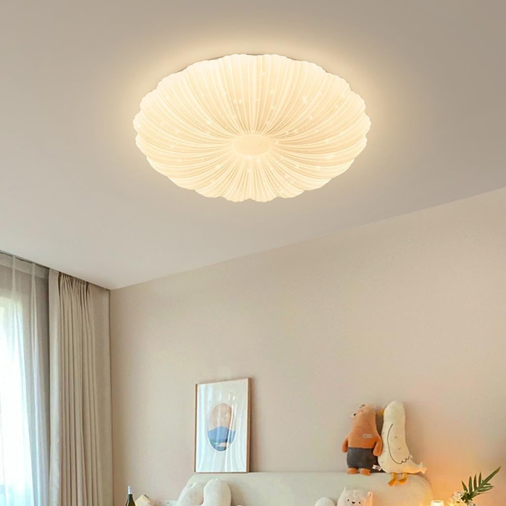 SQUSMAY Lampu Plafon LED Shell Dimmable 40W 3in1 Color with Remote - S-9269