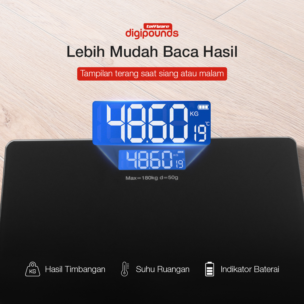 Taffware Digipounds Timbangan Badan Digital Scale Battery 180kg - SC-12
