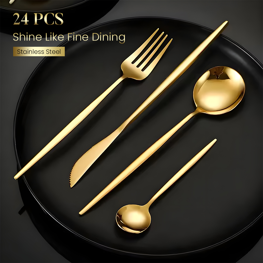 YUSANHAO Set Alat Makan Sendok Garpu Cutlery Stainless Steel 24 PCS - DS0053