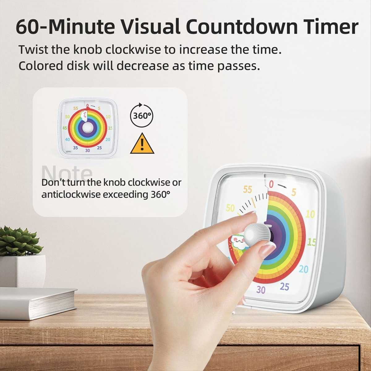 Jual Yunbaoit Timer Belajar Visual Rainbow Countdown 60 Minutes