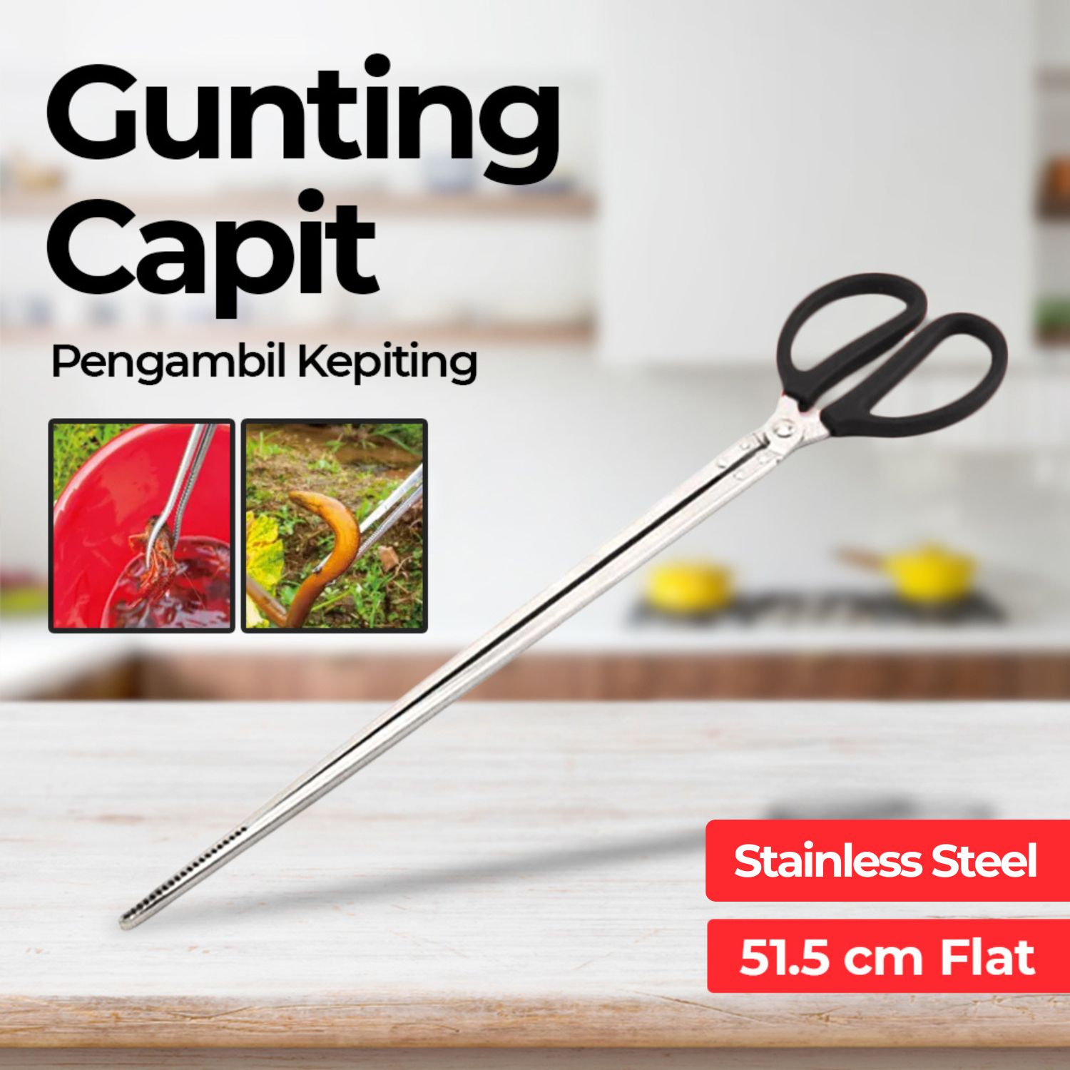TaffHOME Crab Tongs Gunting Capit Pengambil Kepiting - CT1716