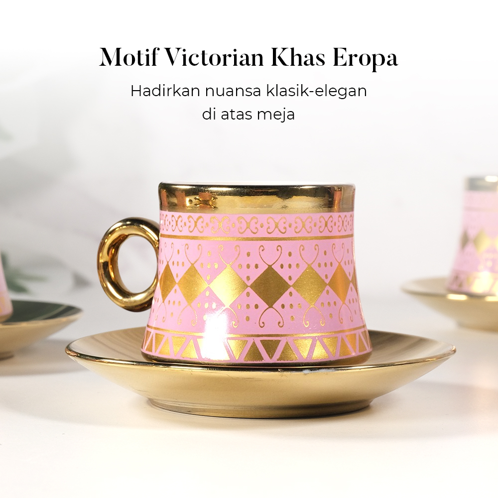 SF Set Cangkir Kopi Keramik 6in1 Turkish Style Tea Coffee Cup 100ml - SF11