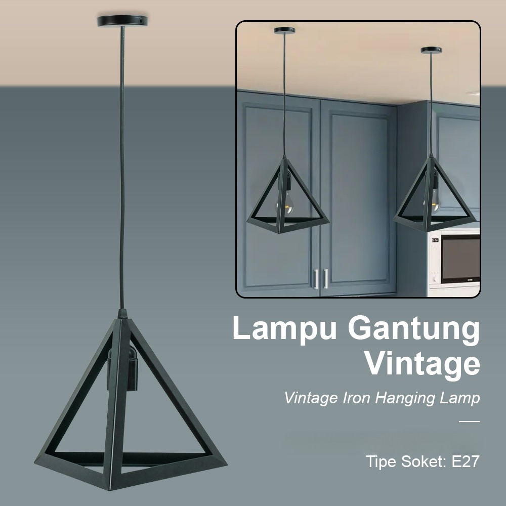 Genixgreen Fitting Lampu Gantung Vintage Iron Hanging Lamp E27 - D315