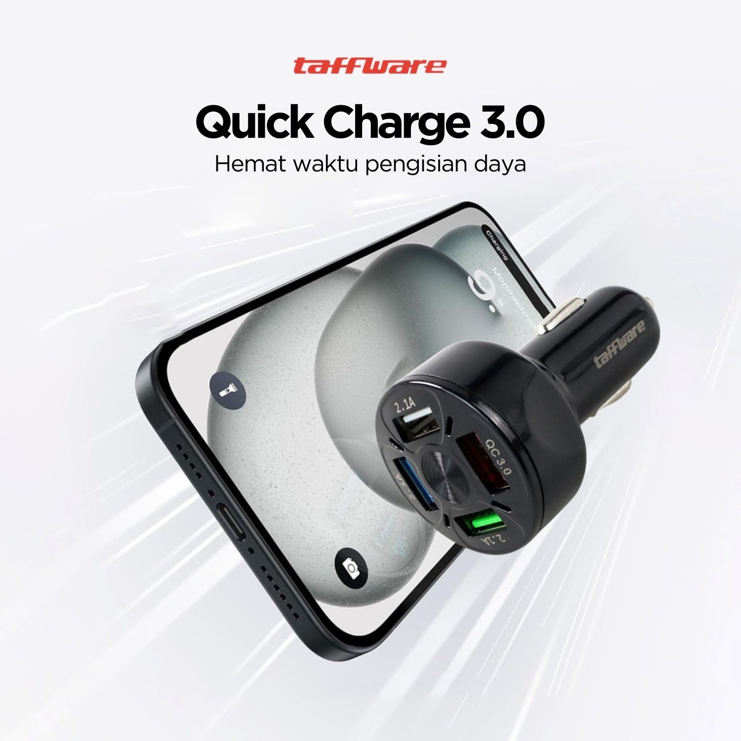 Taffware Car Charger Mobil Fast Charging QC 3.0 4 USB Port 7A 35W - BK-358