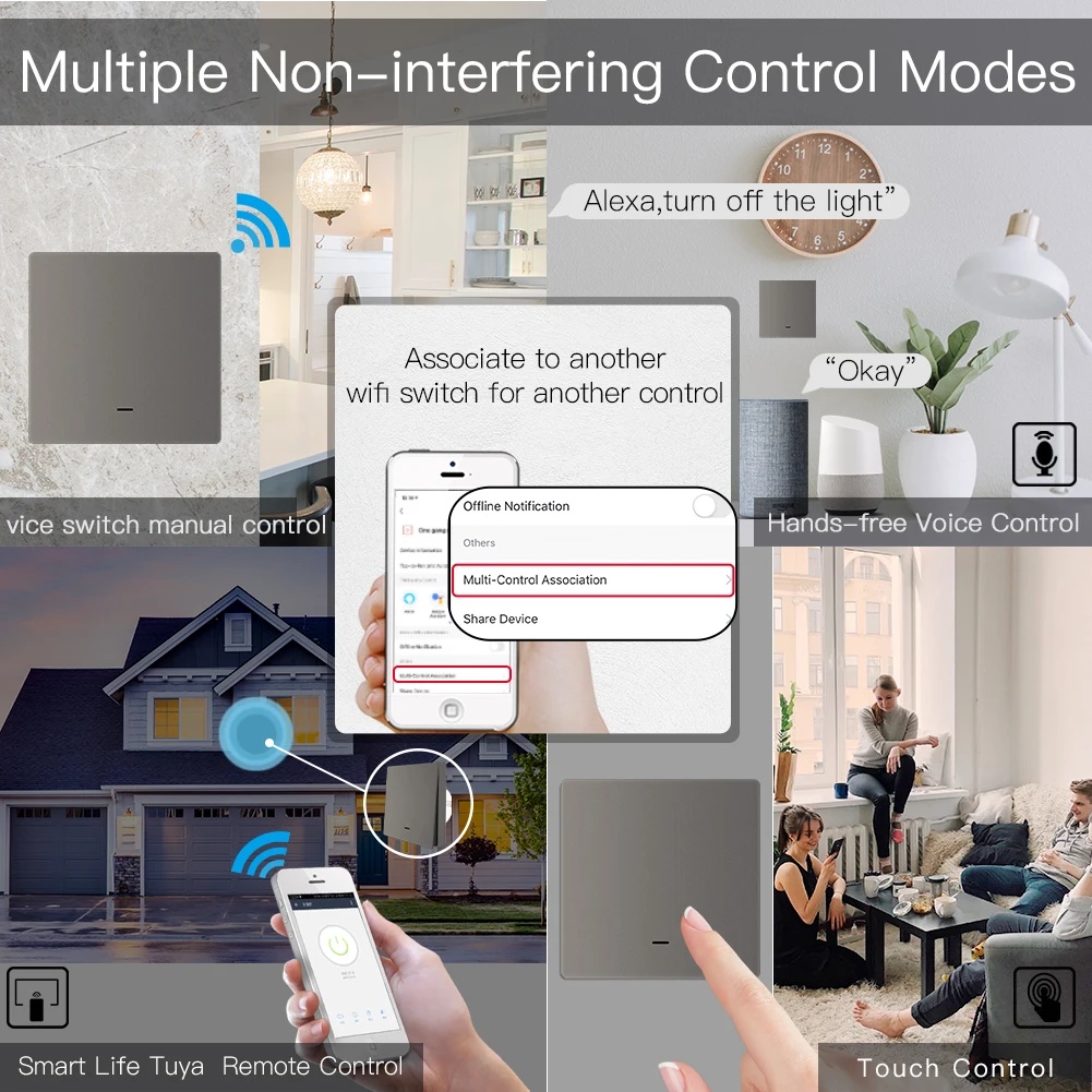 MOES Saklar Lampu Wireless WiFi Remote Tuya Alexa Voice Control - B1