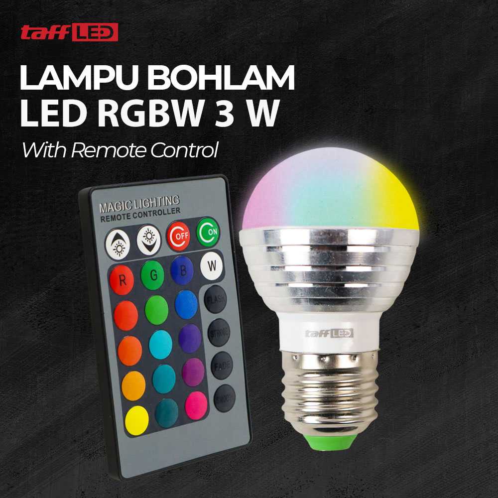 TaffLED Lampu Bohlam LED RGBW 3W 16 Color E27 with Remote Control - 2835