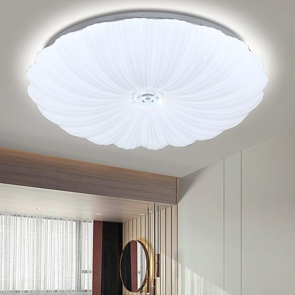 SQUSMAY Lampu Plafon LED Shell Dimmable 40W 3in1 Color with Remote - S-9269