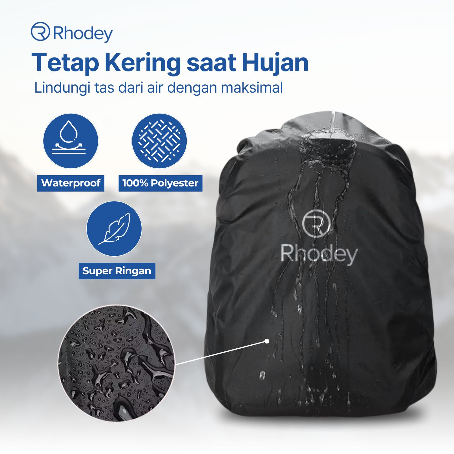 Rhodey Rain Cover Bag Waterproof Universal Jas Hujan Tas Ransel - WB20