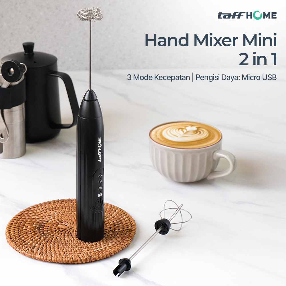 TaffHOME Hand Mixer Mini 2in1 Pengocok Telur Milk Frother USB Charge - HMW1