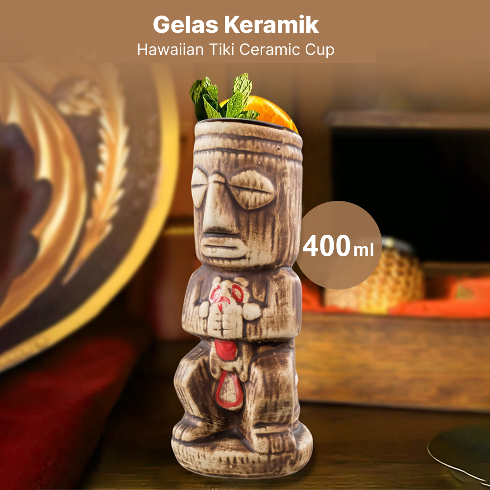 Loveyalty Gelas Keramik Kopi Teh Hawaiian Tiki Ceramic Cup 400ml - LY-40