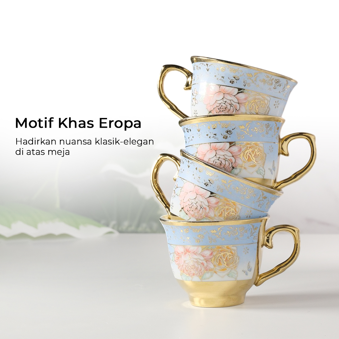 SUNFILI Set Teko Cangkir Keramik Kopi 1 Teapot 4 Cup European Style - B140