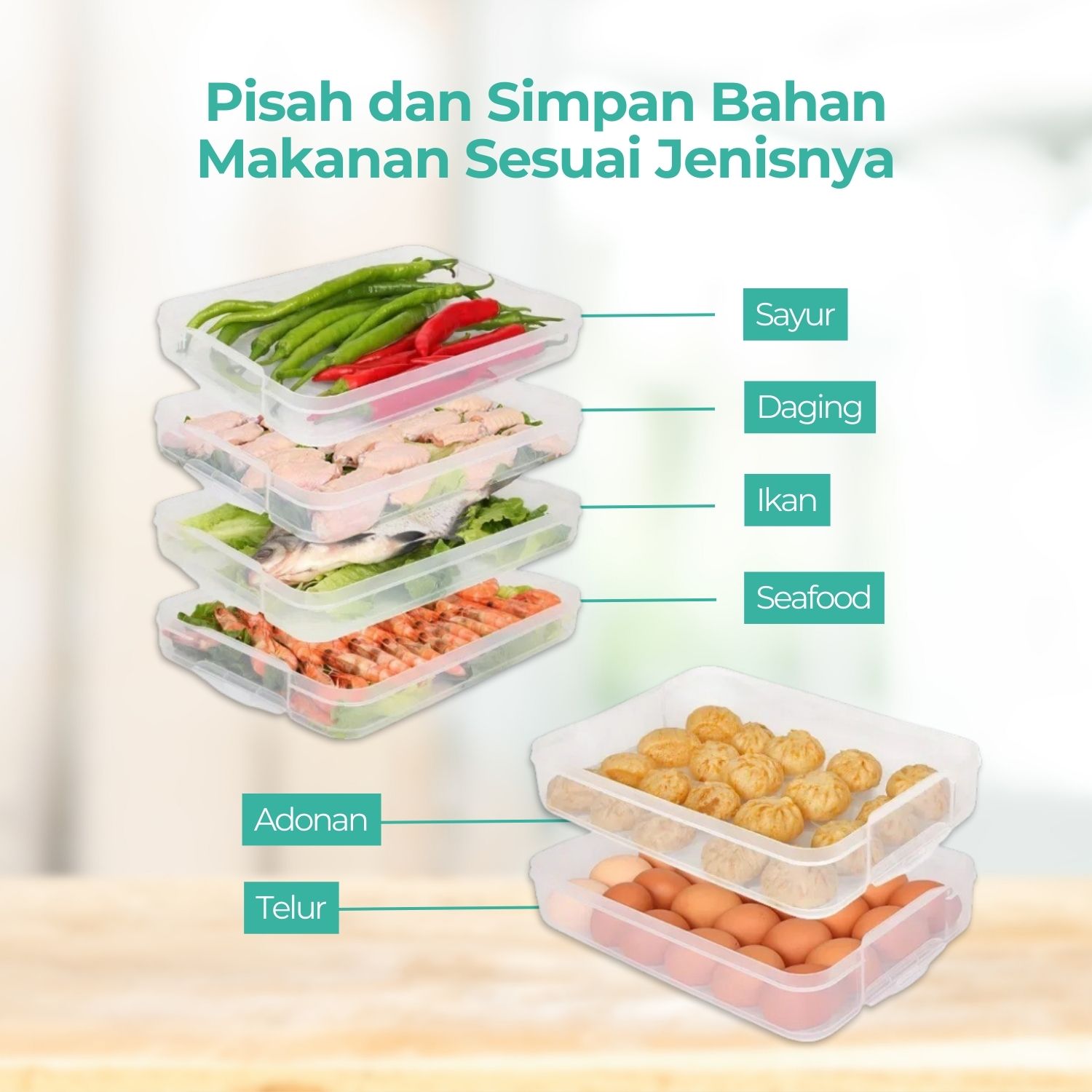 Luckyfox Kotak Kontainer Makanan Kulkas Storage Food Box 31x21.3x4.3cm - RFS48