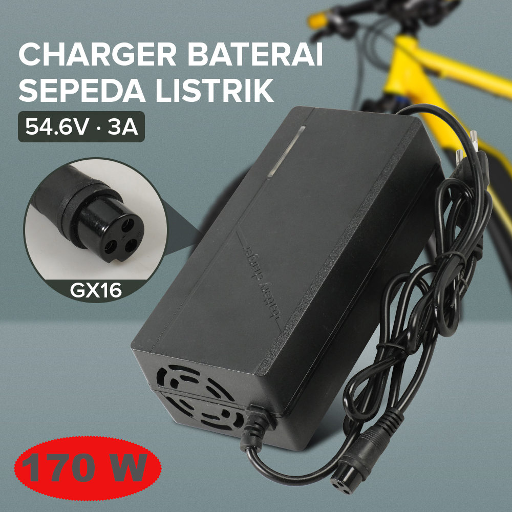 JNENCONN Adaptor Charger Baterai Skuter Sepeda Listrik 54.6V 3A - 48V3