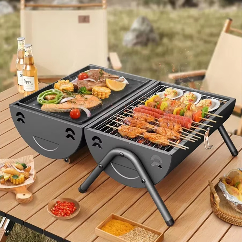 Xbess Alat Panggang Arang Portable BBQ Outdoor Grill Stove with Pan - K-707