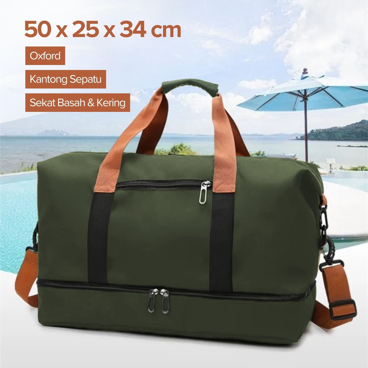 BCICHAO Tas Travel Gym Duffel Bag Waterproof Wet Dry Shoe Compartment - HE-042