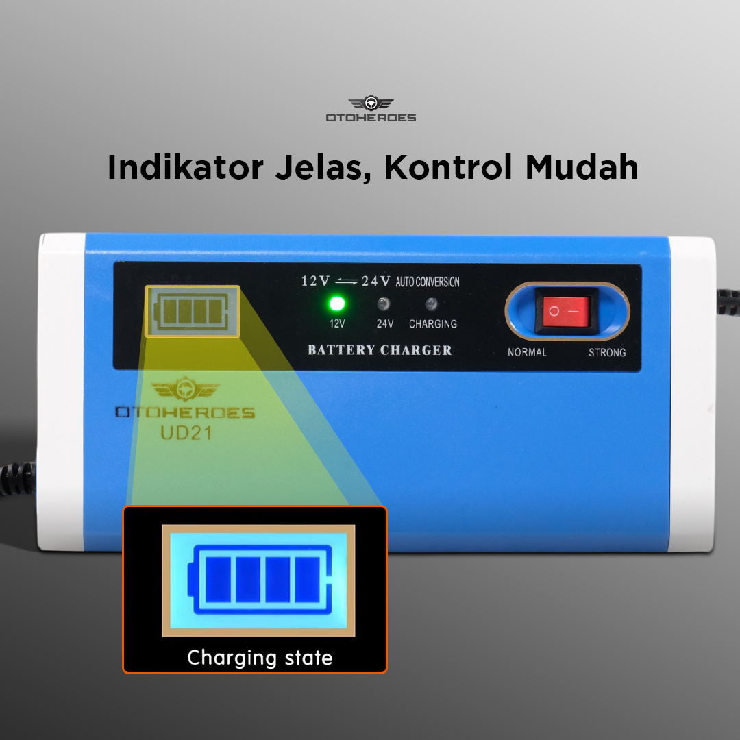 OTOHEROES Charger Aki Mobil Motor Battery Charger 12/24V 10A - UD21