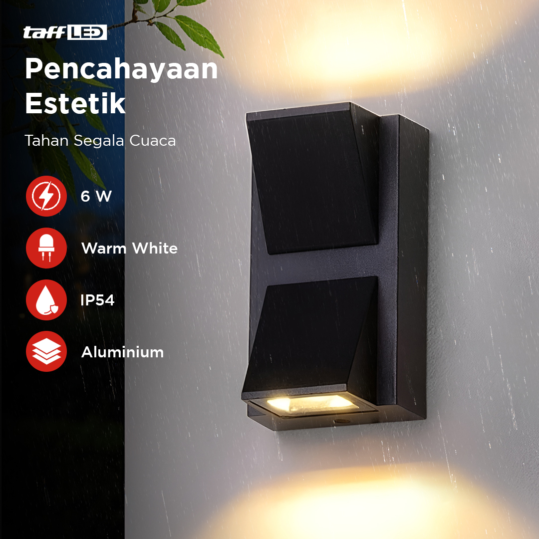 TaffLED Lampu Dinding Hias Outdoor Aluminium Waterproof 6W Warm White - WD079