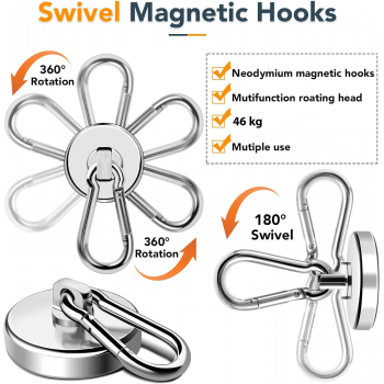 Taffware Magnet Gantungan Serbaguna Carabiner Hook Neodymium N38 46kg - L36