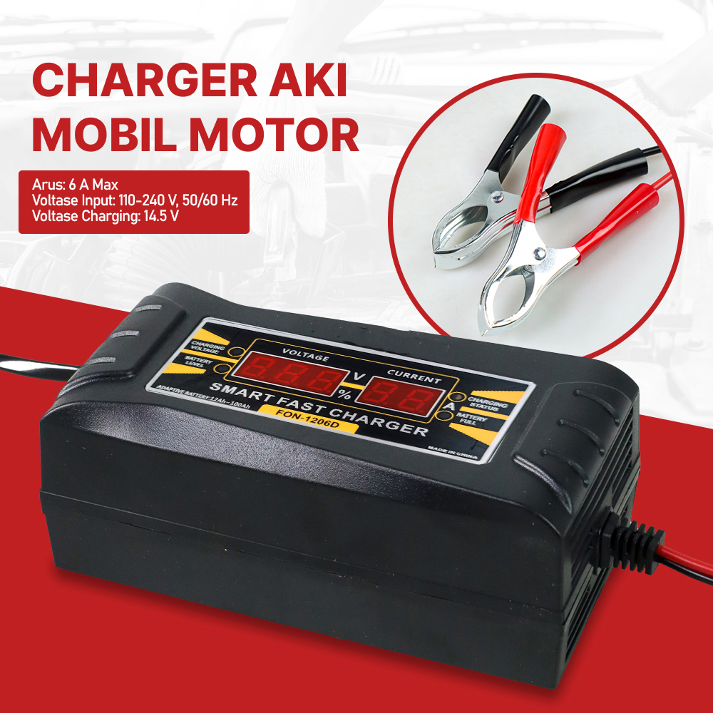 SUNCHONGLIC Charger Aki Mobil Motor Intelligent Battery Charger 12V 6A - FON-1206D
