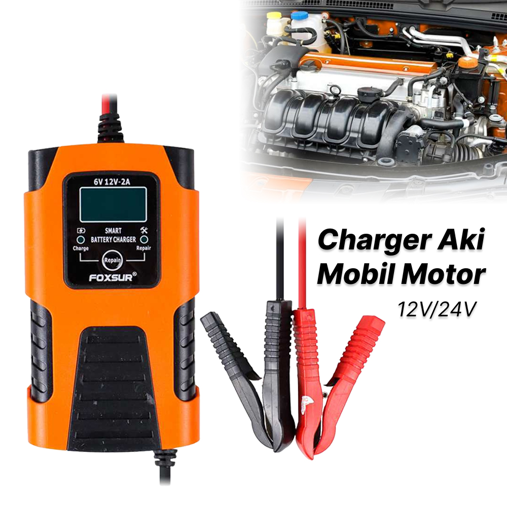 FOXSUR Charger Aki Mobil Motor Intelligent Battery Charger 6V/12V 2A - FBC061202D