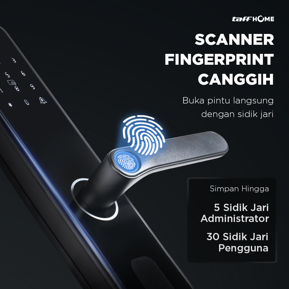 TaffHOME Smart Door Lock Fingerprint Password Card Alarm - S203