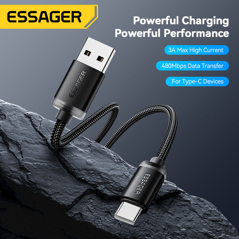 ESSAGER Kabel Data USB A to USB Type C PD Fast Charging Braided 60W - ES-X60