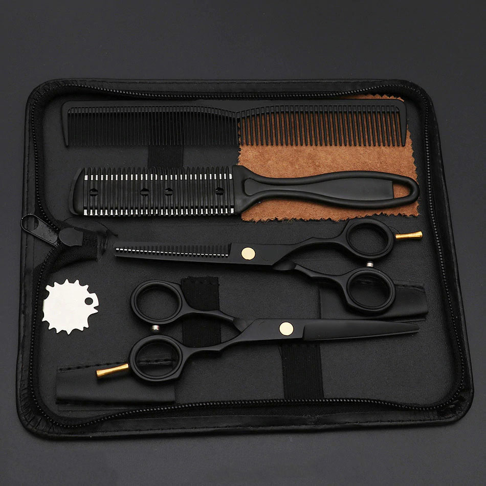 KNIFEZER Set Gunting Rambut 6in1 Teflon Coating Stainless Steel 4Cr13 - 440C