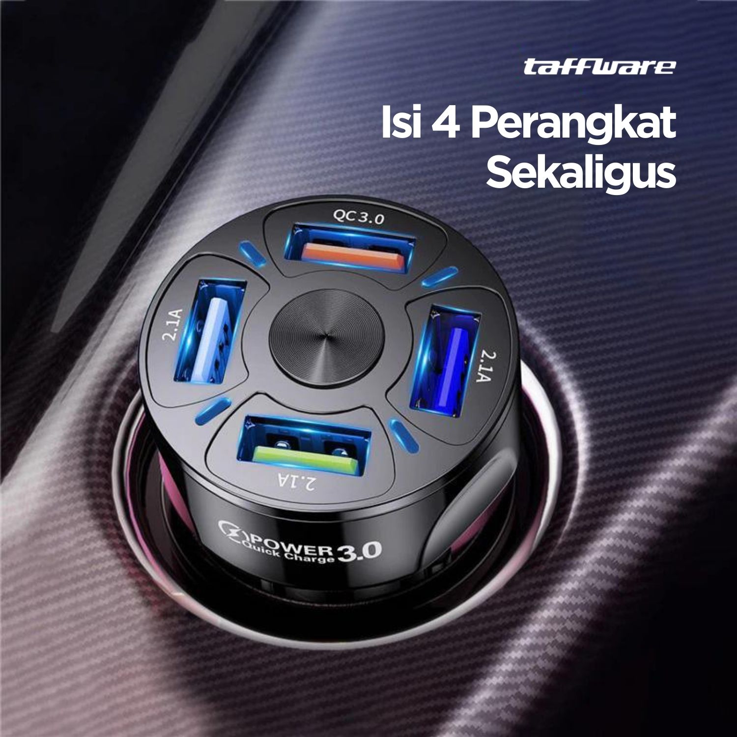 Taffware Car Charger Mobil Fast Charging QC 3.0 4 USB Port 7A 35W - BK-358